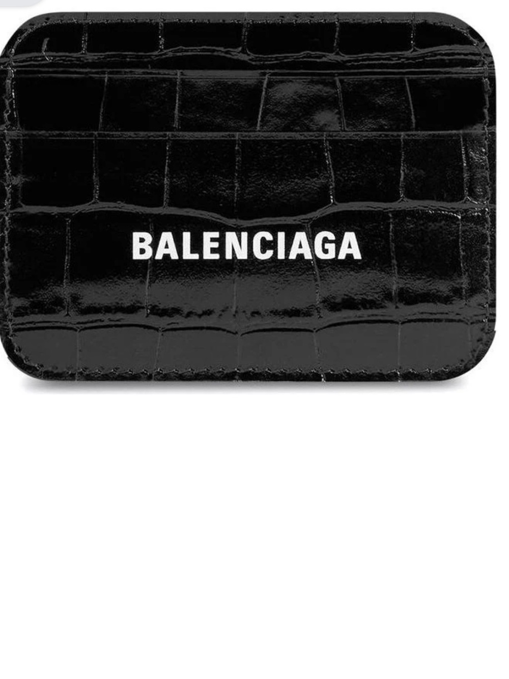 Balenciaga Cash Card Holder Crocodile Embossed 'Black White'